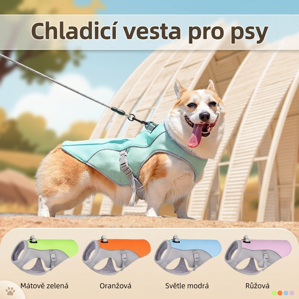 Chladicí vesta pro psy – prodyšná a ochranná vesta proti přehřátí